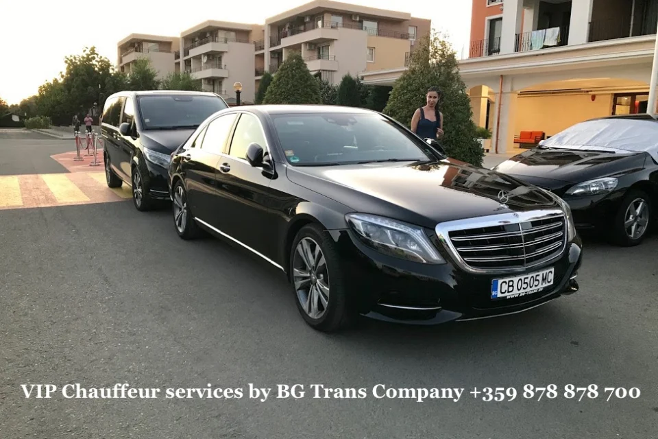 Black Mercedes-Benz S-Class VIP shuttle in Sofia